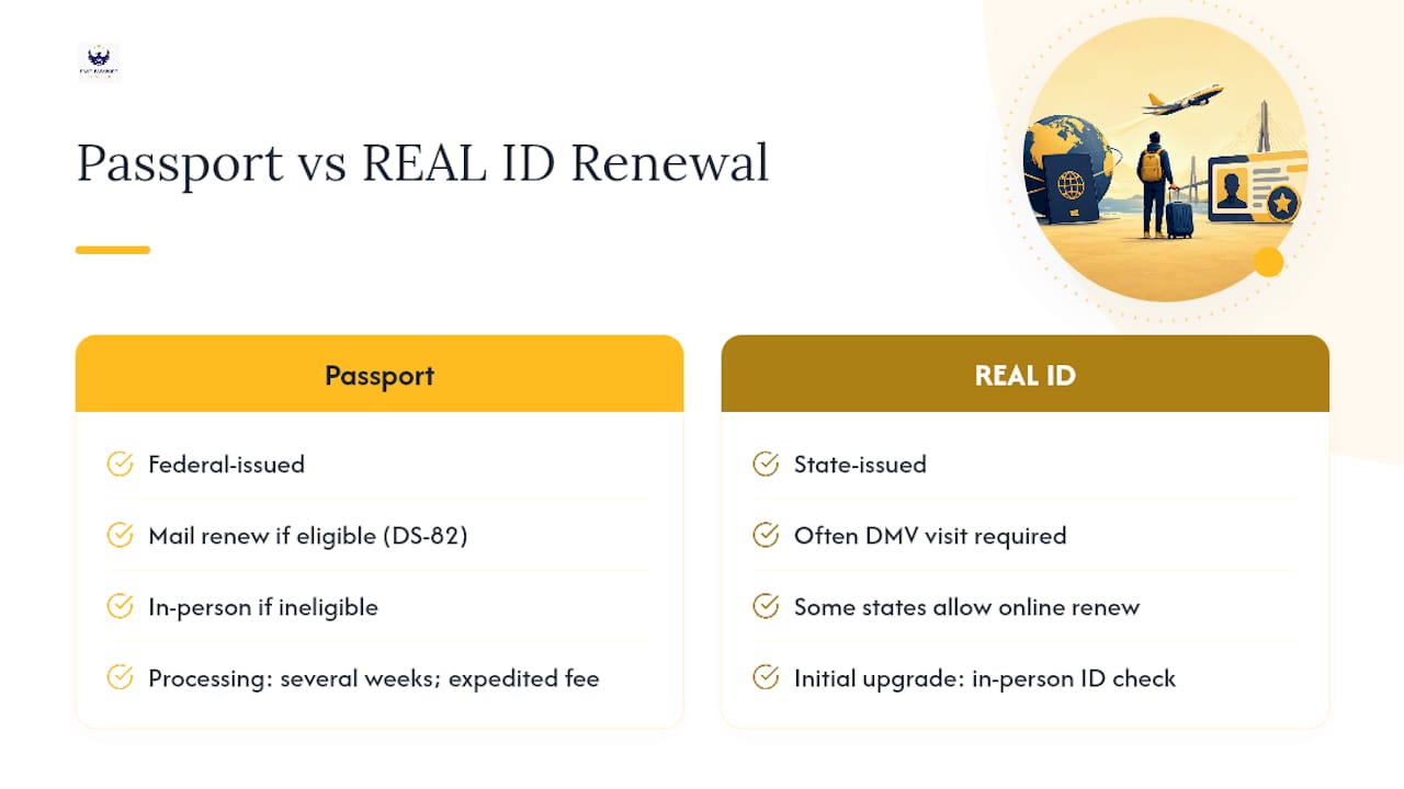 Passport and REAL ID renewal comparison