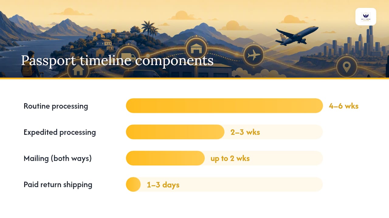 Passport processing and mailing stages