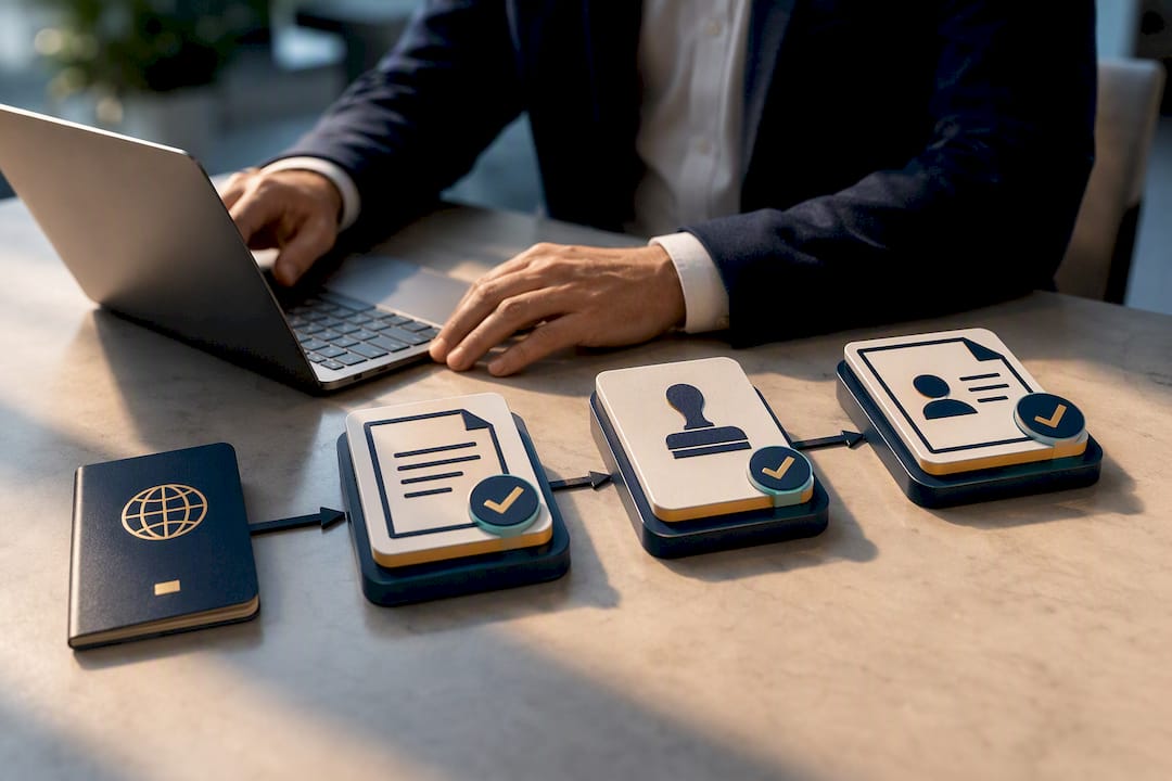 Visa documents passing validation checkpoints