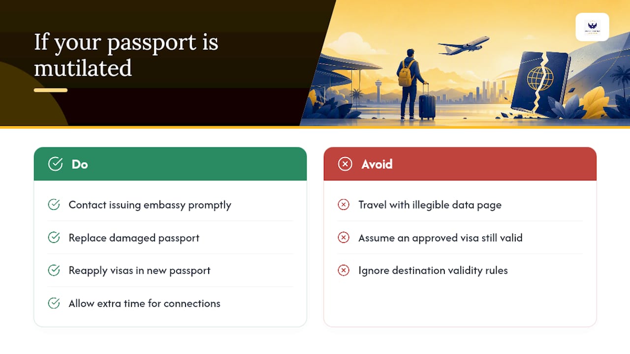 Does a Mutilated Passport Affect Visa Eligibility or Entry Abroad? — overview diagram