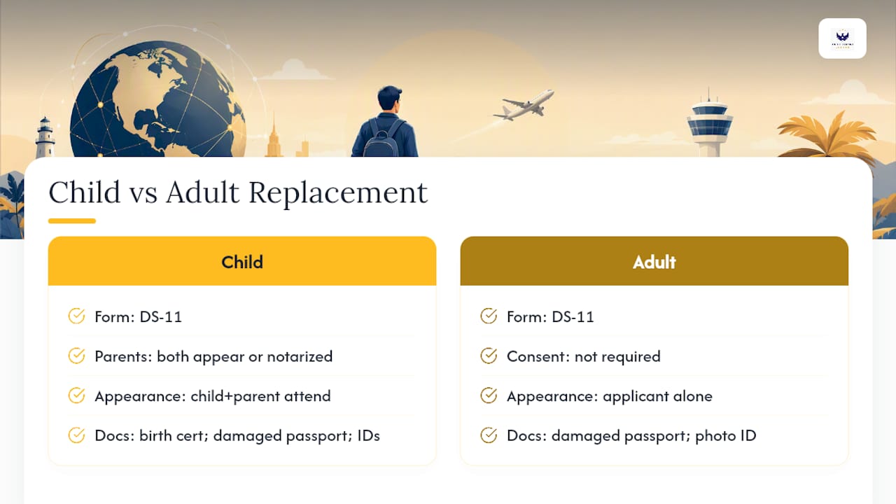 How Are Replacement Rules Different for a Child's Passport? — overview diagram