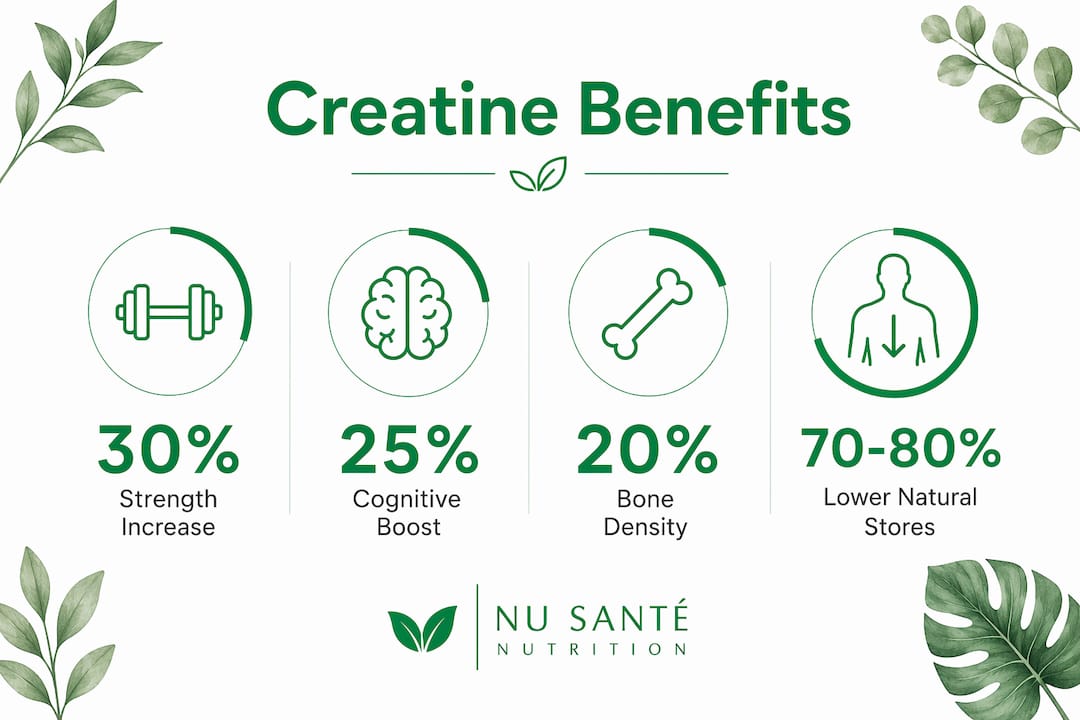 Infographic showing creatine benefits for women