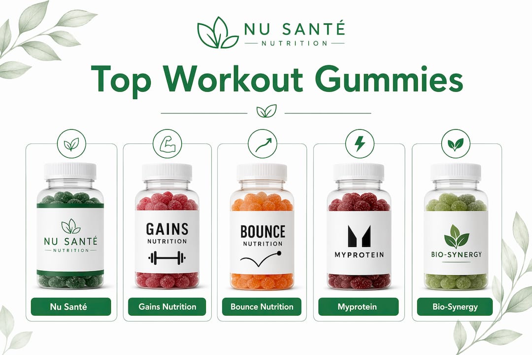Infographic ranking best pre-workout gummies in UK
