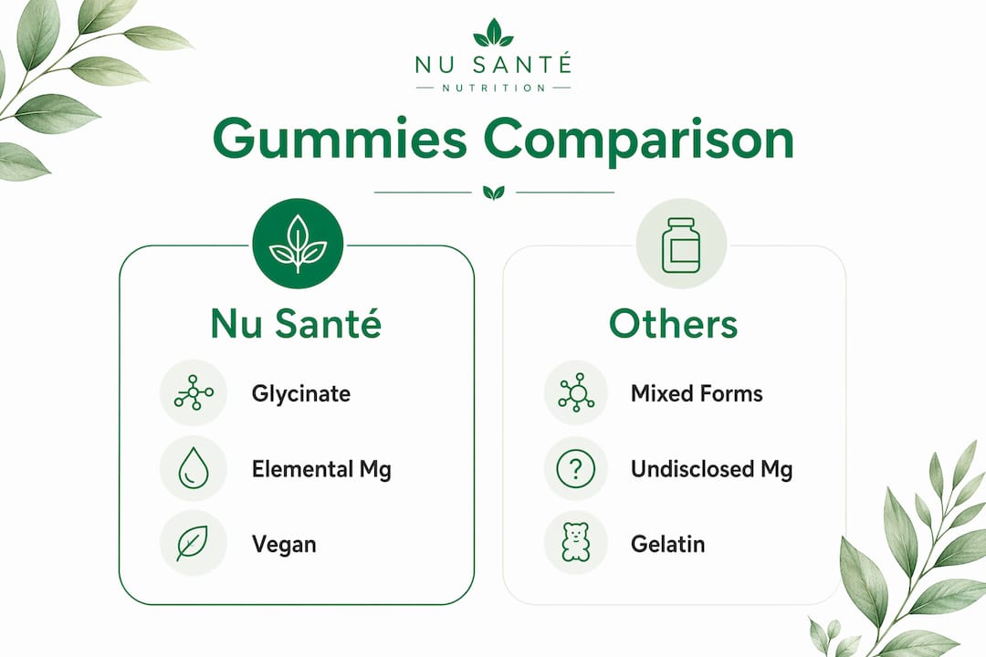 Infographic comparing magnesium gummy types
