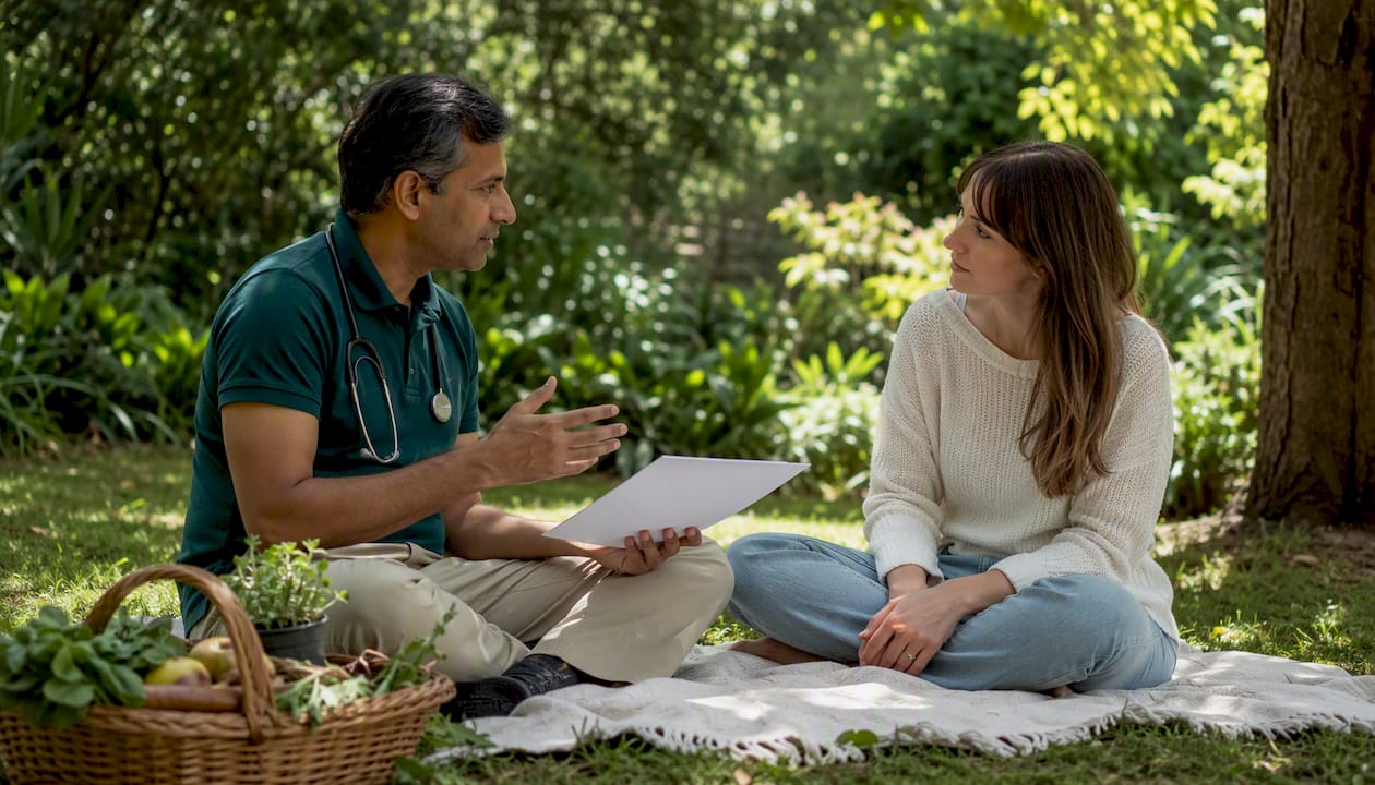 Doctor discussing nutrient test results with patient