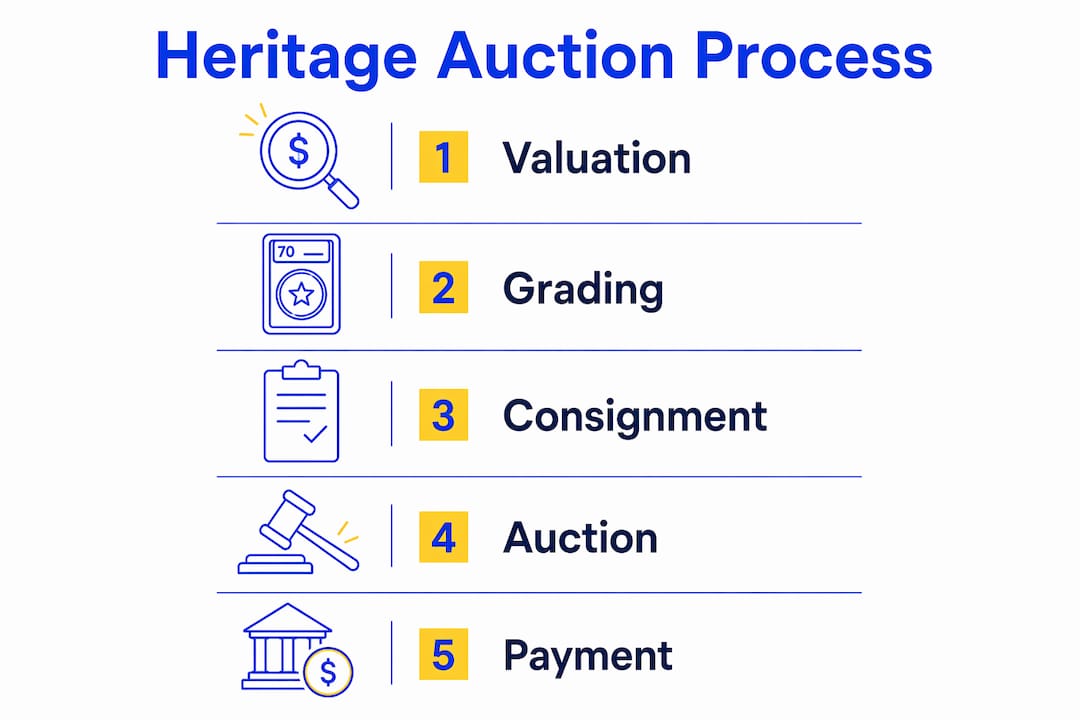 Infographic showing Heritage auction consignment steps