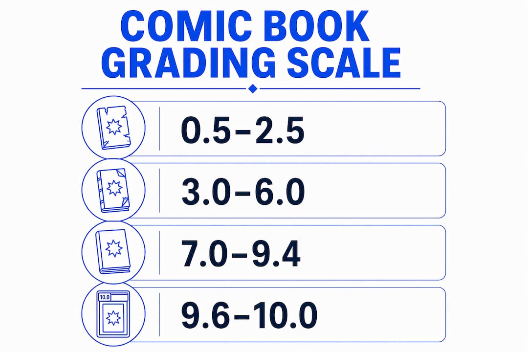 Infographic illustrating comic book condition scale categories