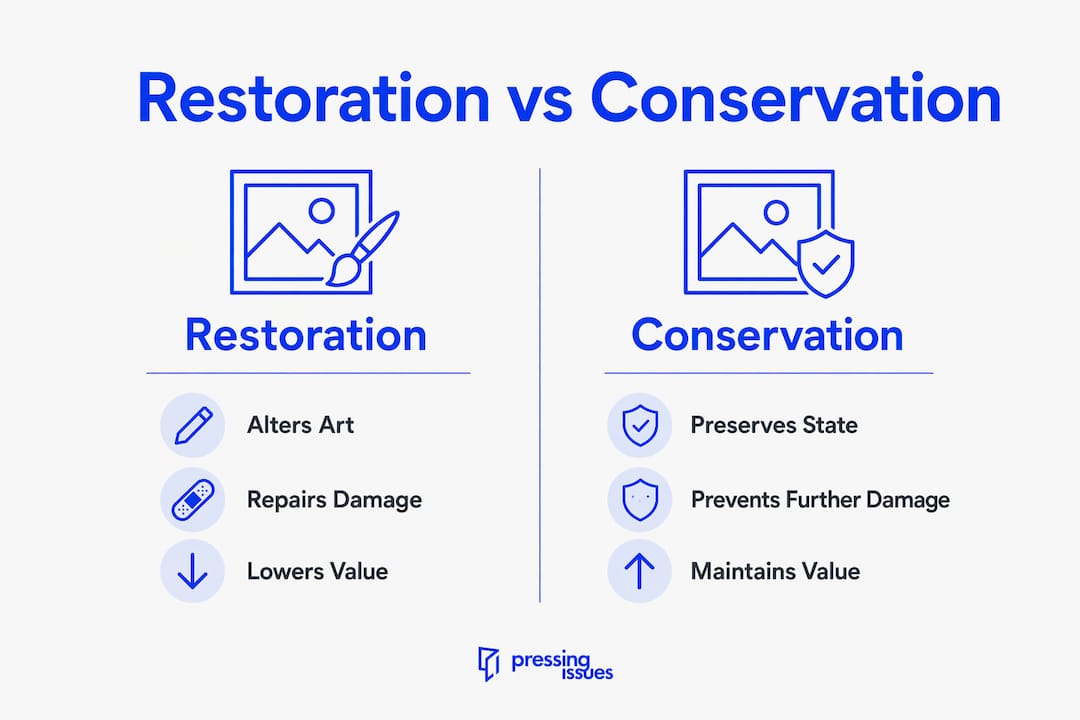 Infographic comparing restoration and conservation differences