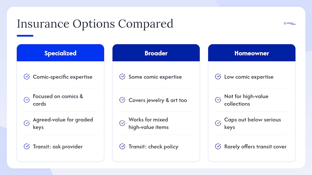 Comparison of three comic insurance categories