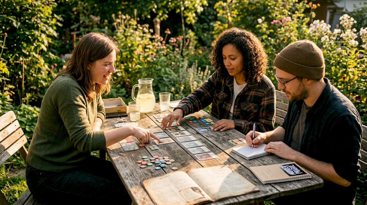 Players managing different game roles and components