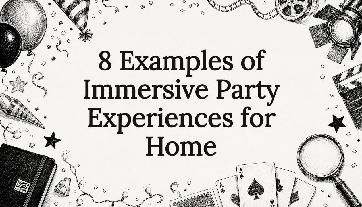 Decorative hand-drawn party title card illustration