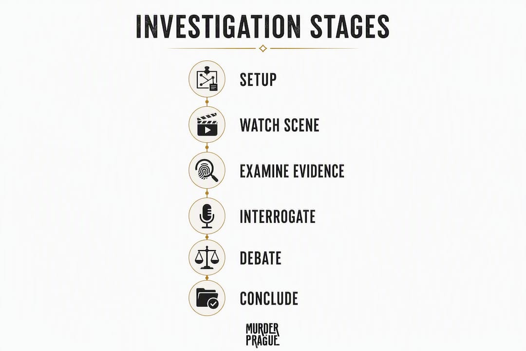 Infographic showing investigation stages flowchart