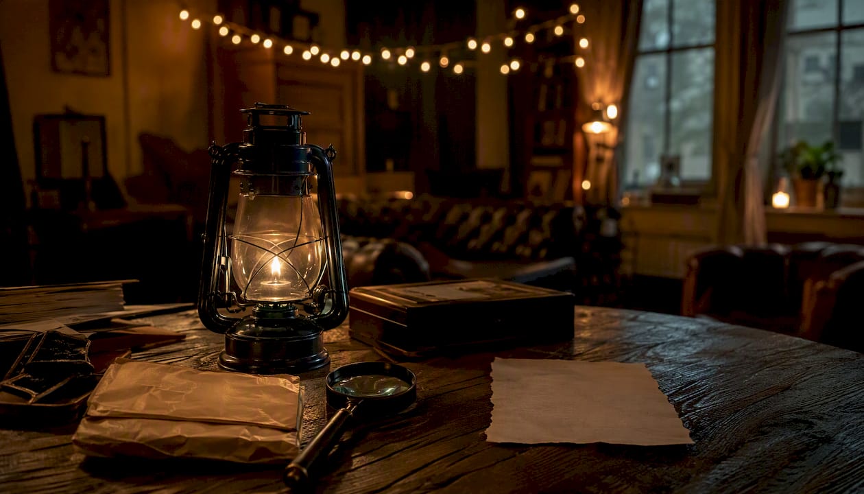 Warm atmospheric lighting with vintage props