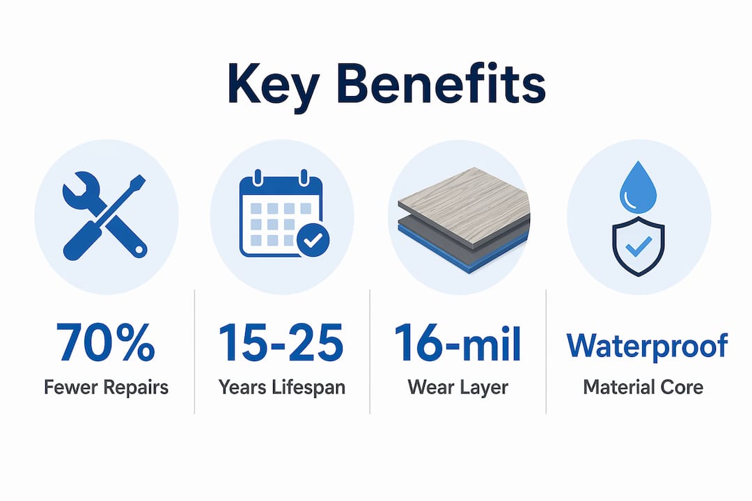 Infographic showing benefits of waterproof vinyl flooring