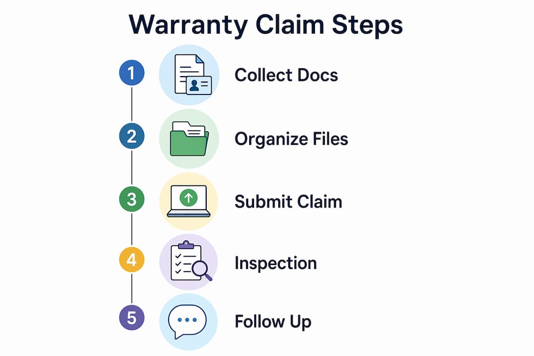 Infographic outlining steps for flooring warranty claims