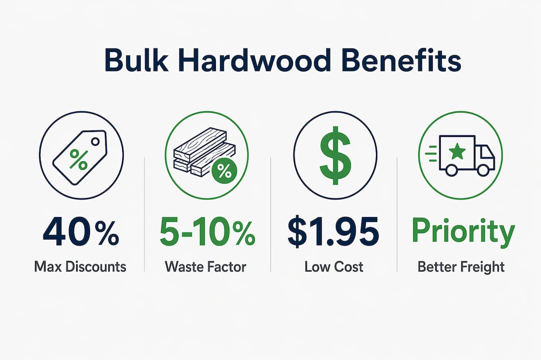 Infographic showing bulk hardwood flooring benefits with key stats