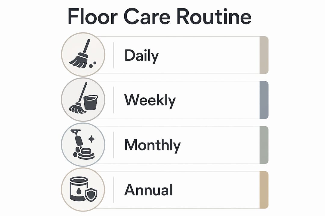 Infographic illustrating flooring maintenance schedule