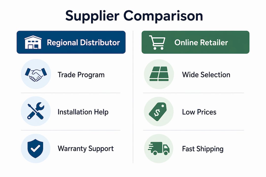Infographic comparing flooring supplier types