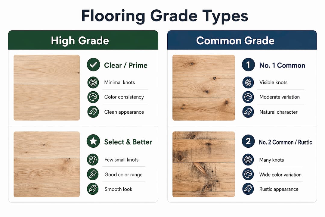 Infographic comparing high and common flooring grades