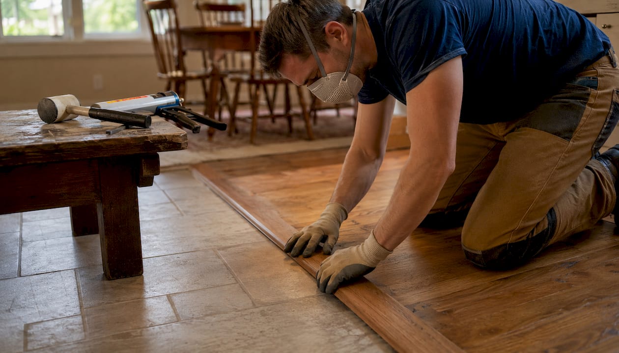 Installing hardwood to tile reducer strip