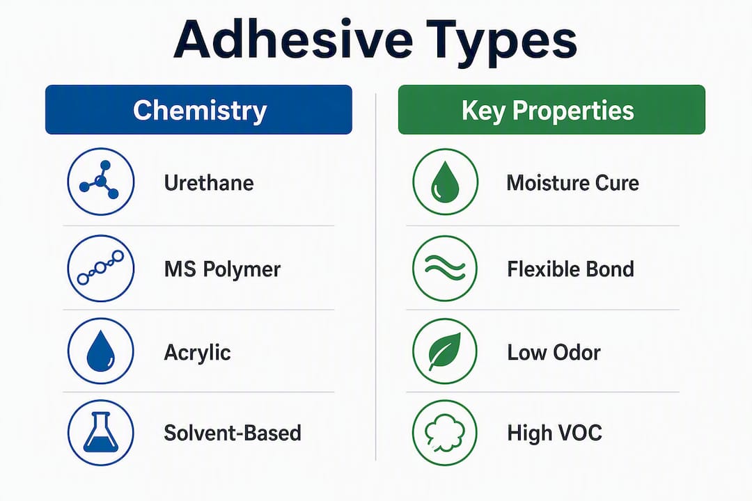 Comparison infographic of hardwood floor adhesive types