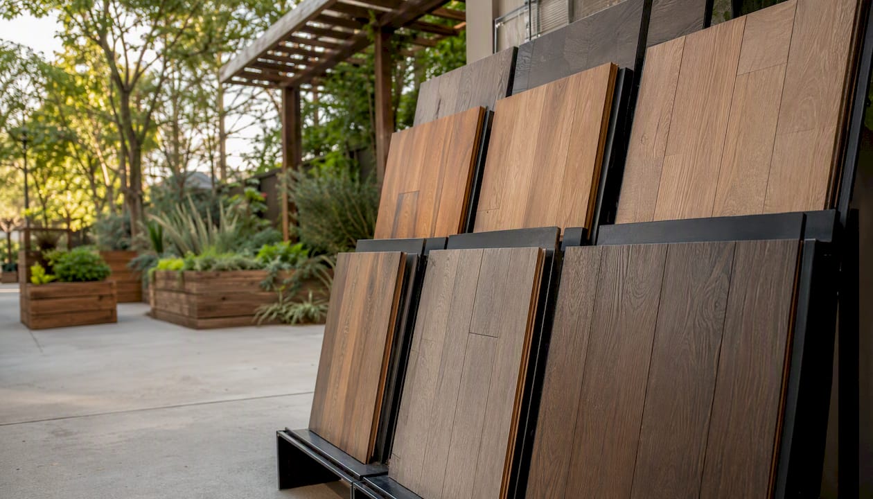 Exclusive private-label flooring samples on display board