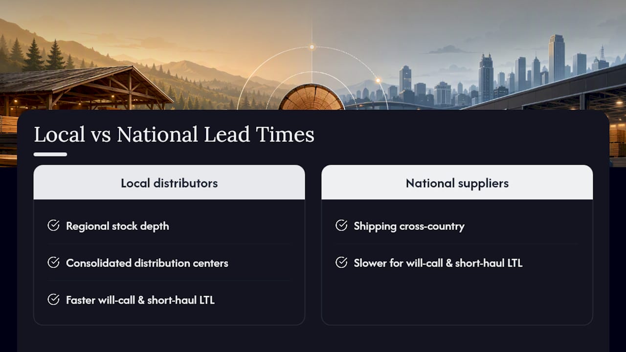 Does sourcing hardwood locally reduce lead times? — overview diagram