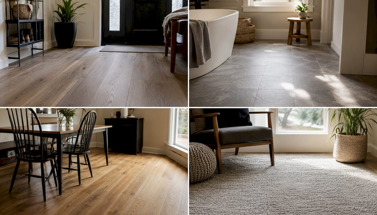 Flooring materials suited to different home rooms