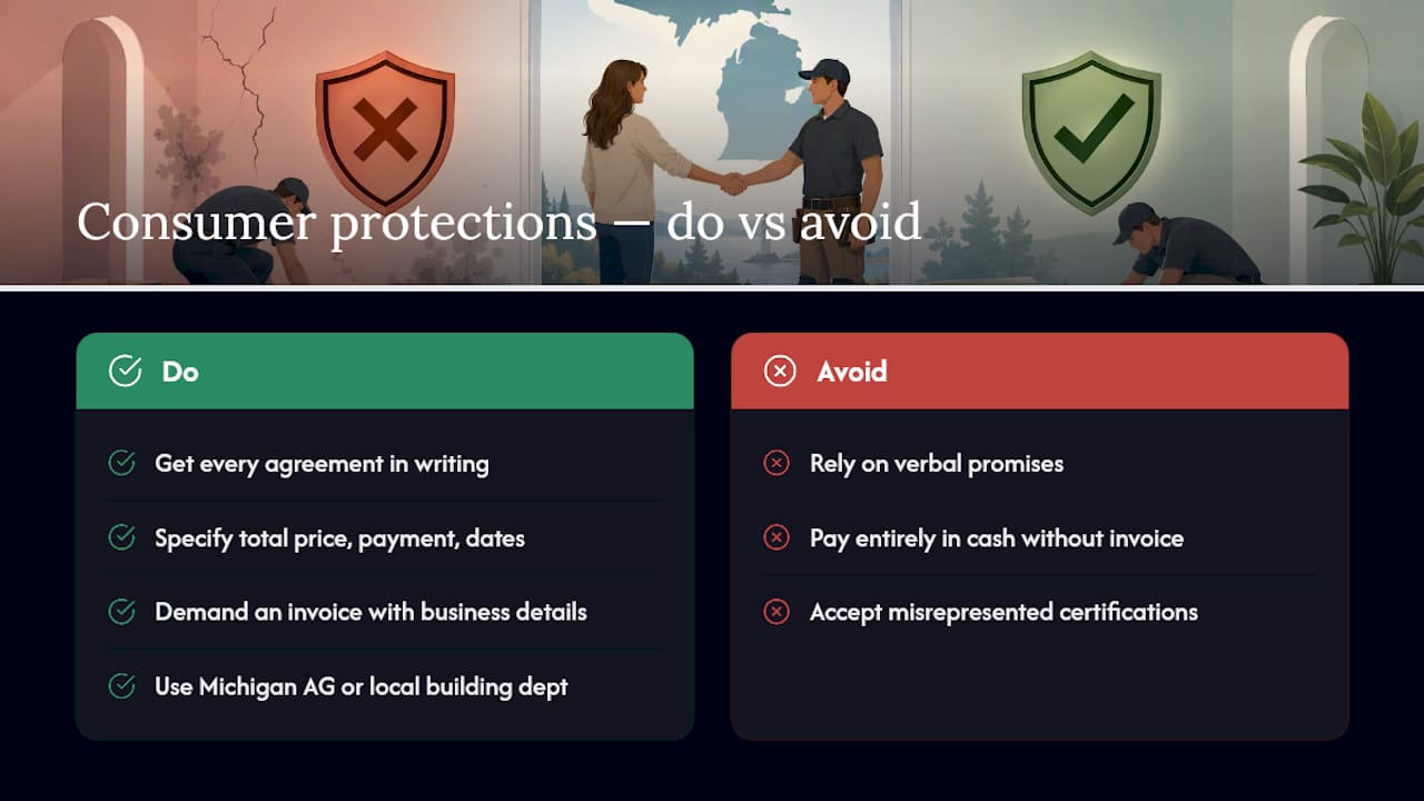 What Michigan Consumer Protections Apply to Flooring Contracts? — overview diagram