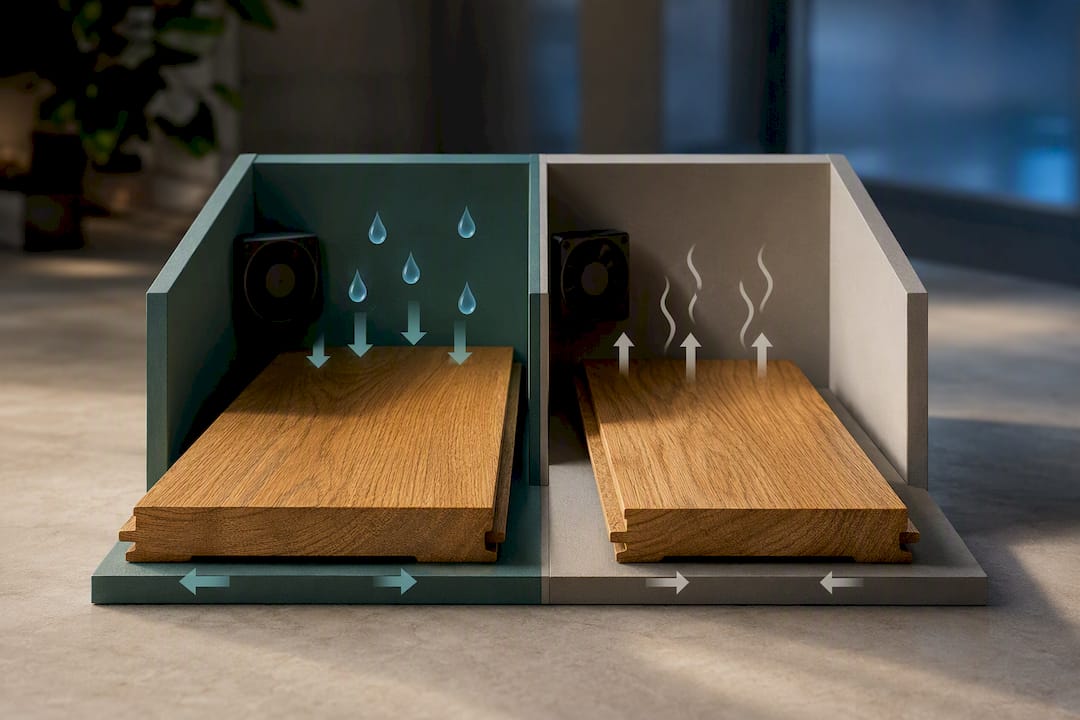 Illustration of wood expanding and shrinking