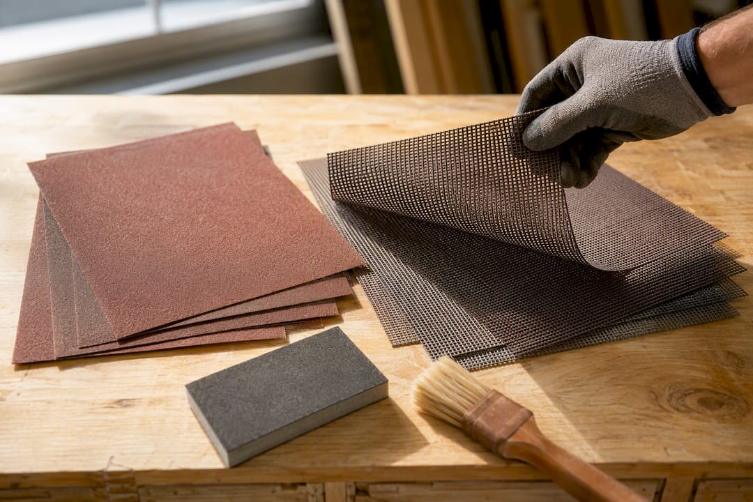 Sandpaper and open mesh sanding screens