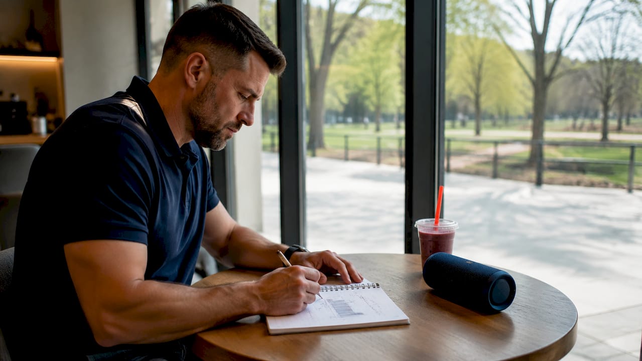 Gym manager noting class attendance engagement