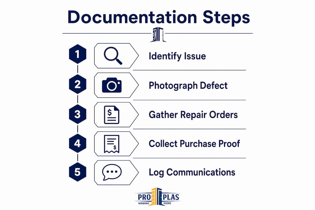 Infographic outlining steps to document warranty claims