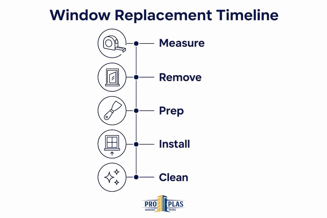Infographic showing window replacement timeline steps