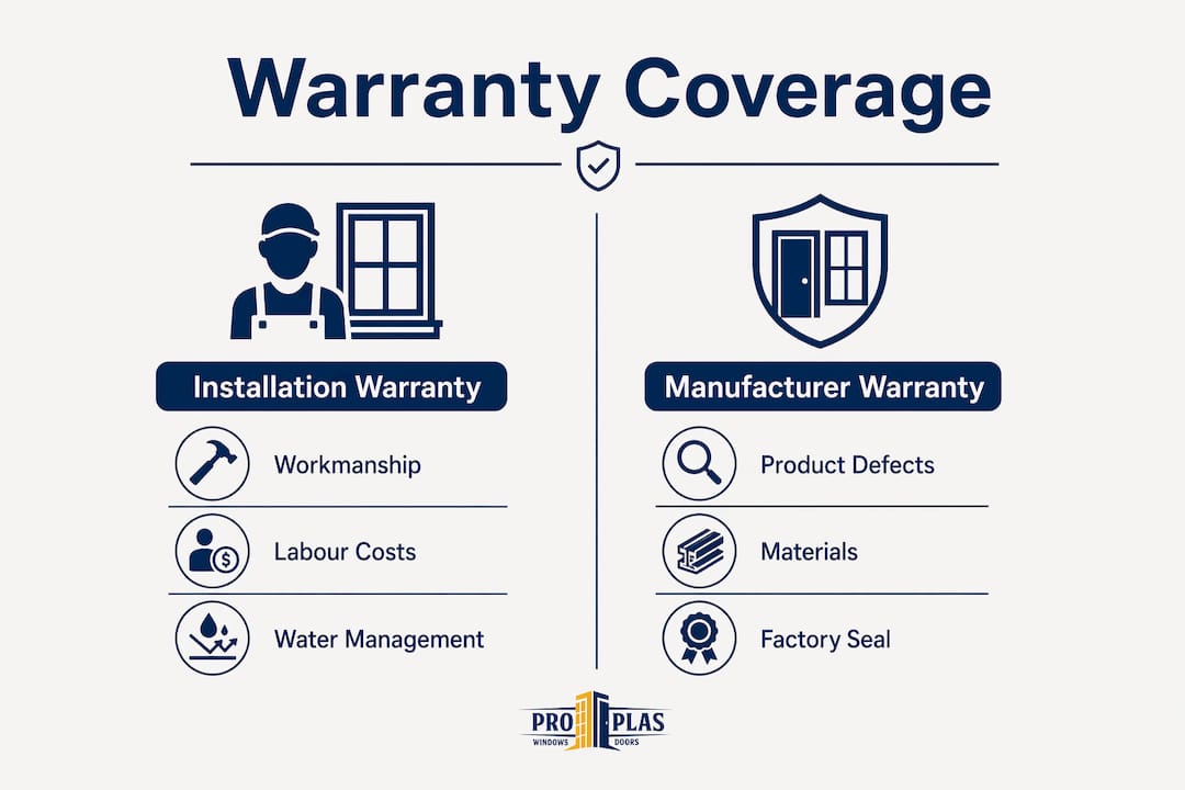 Infographic comparing installation and manufacturer warranties