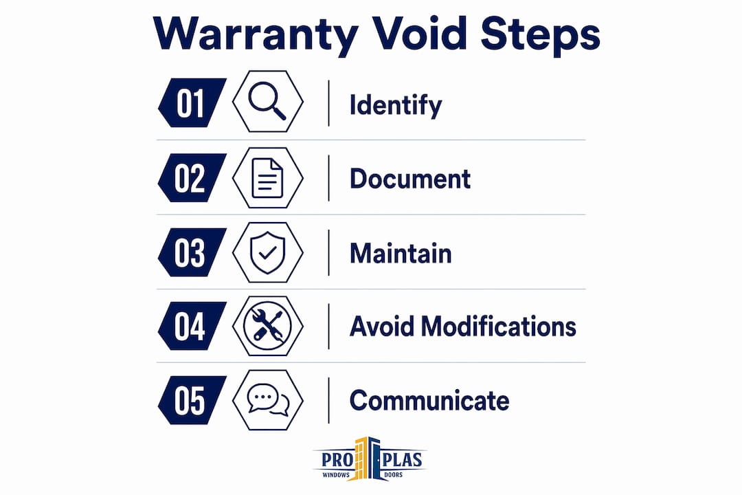 Infographic illustrating steps to prevent warranty void conditions