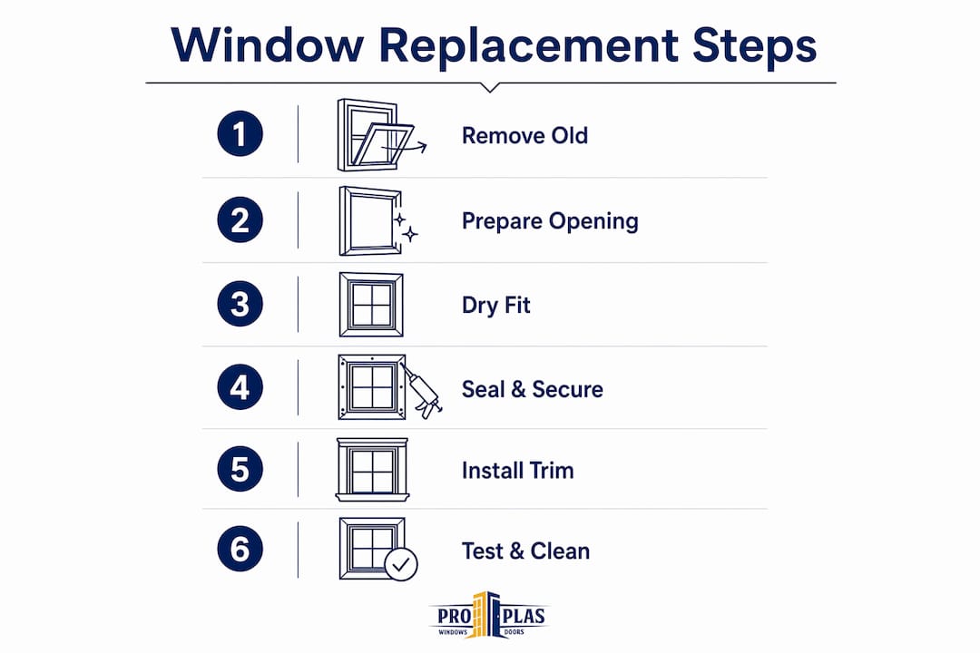 Infographic showing window replacement steps