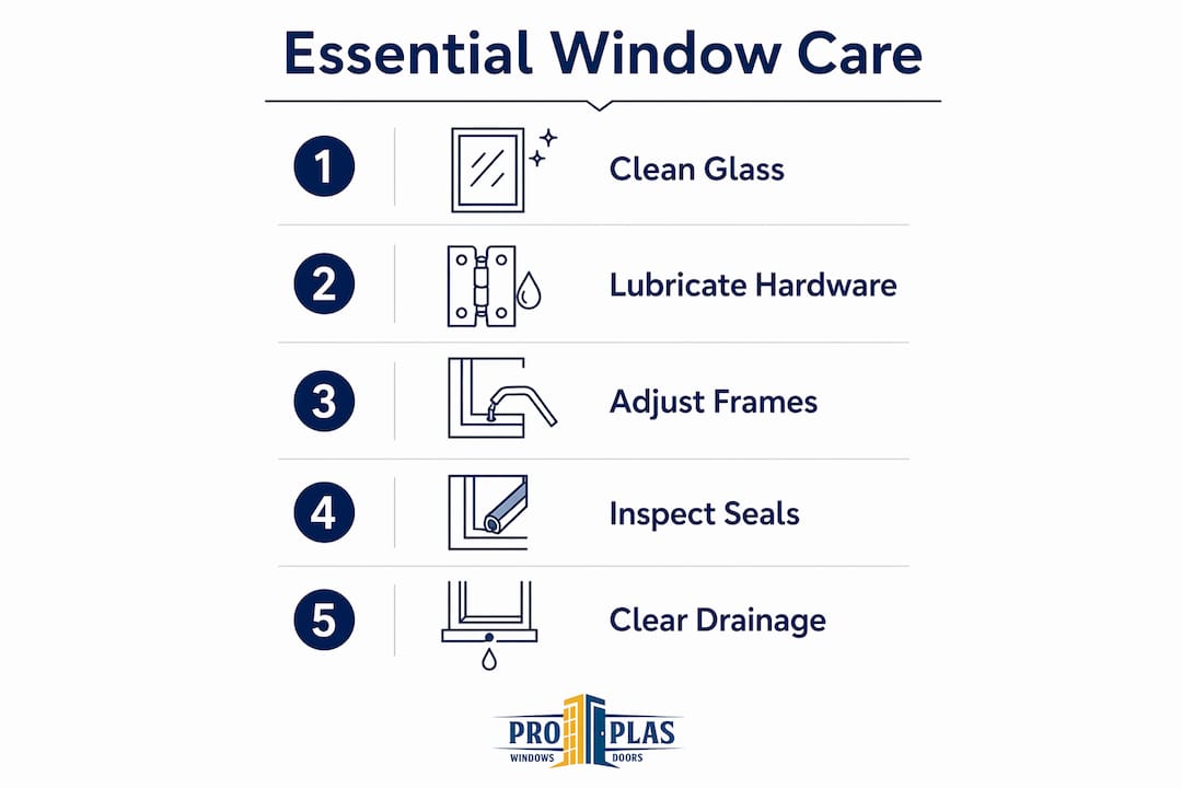 Infographic showing essential window care steps