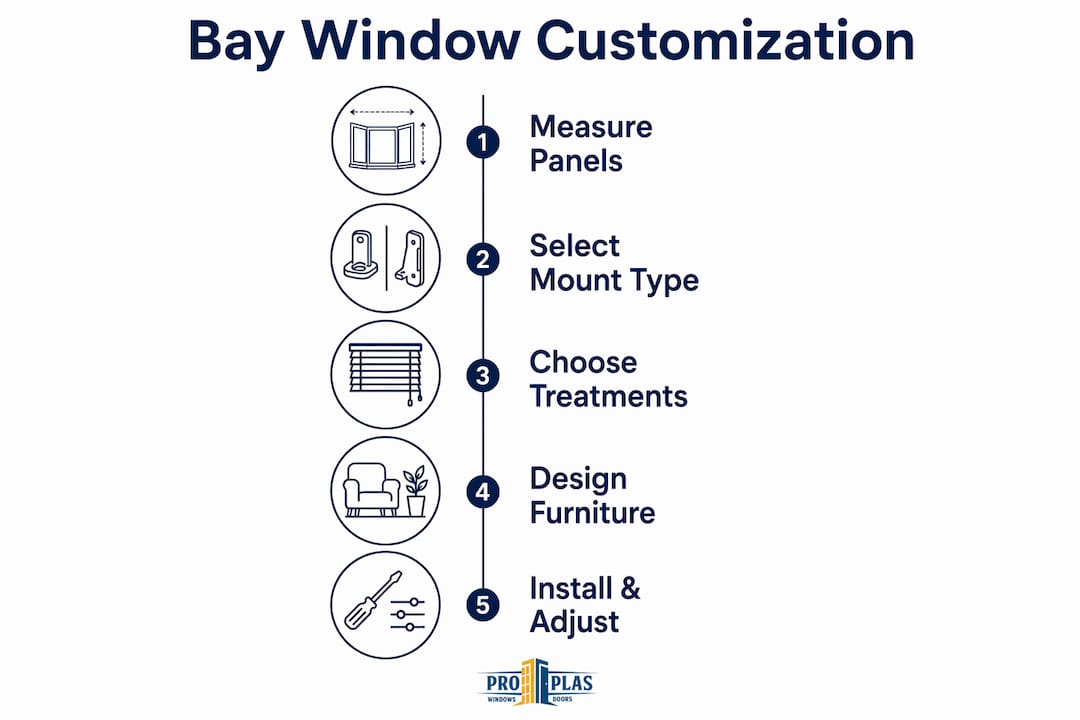 Infographic showing bay window customization steps