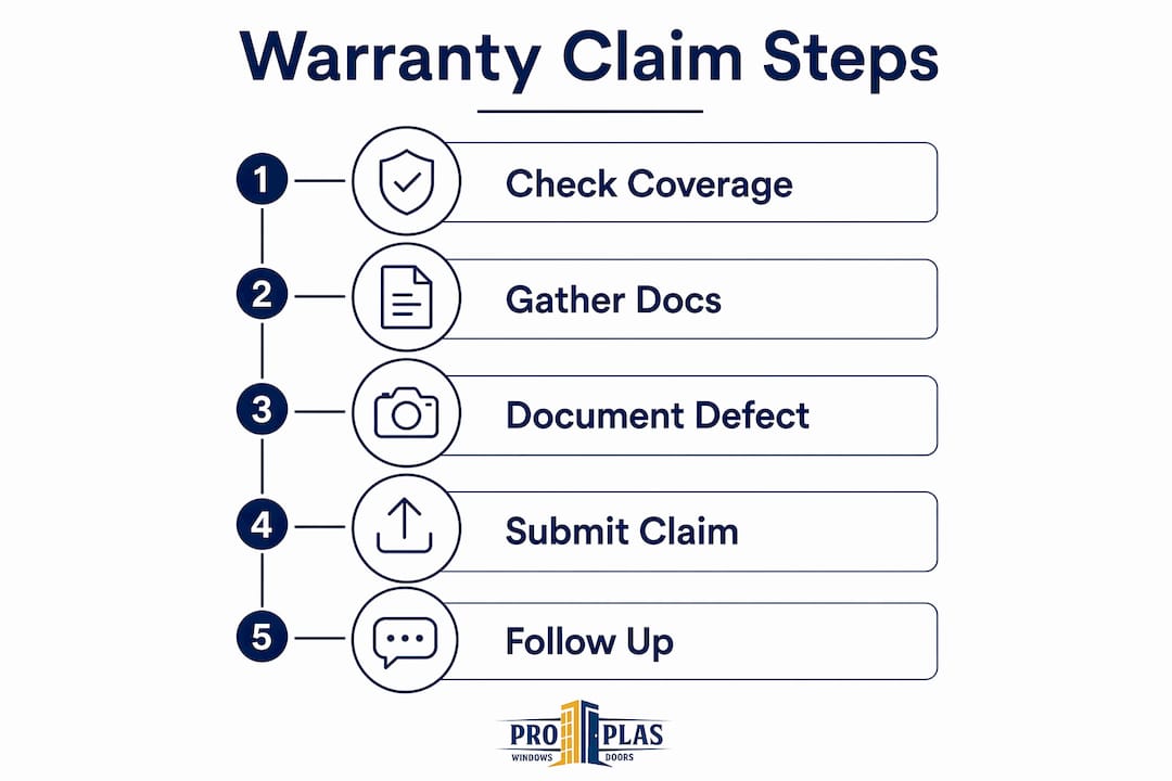 Infographic illustrating warranty claim steps