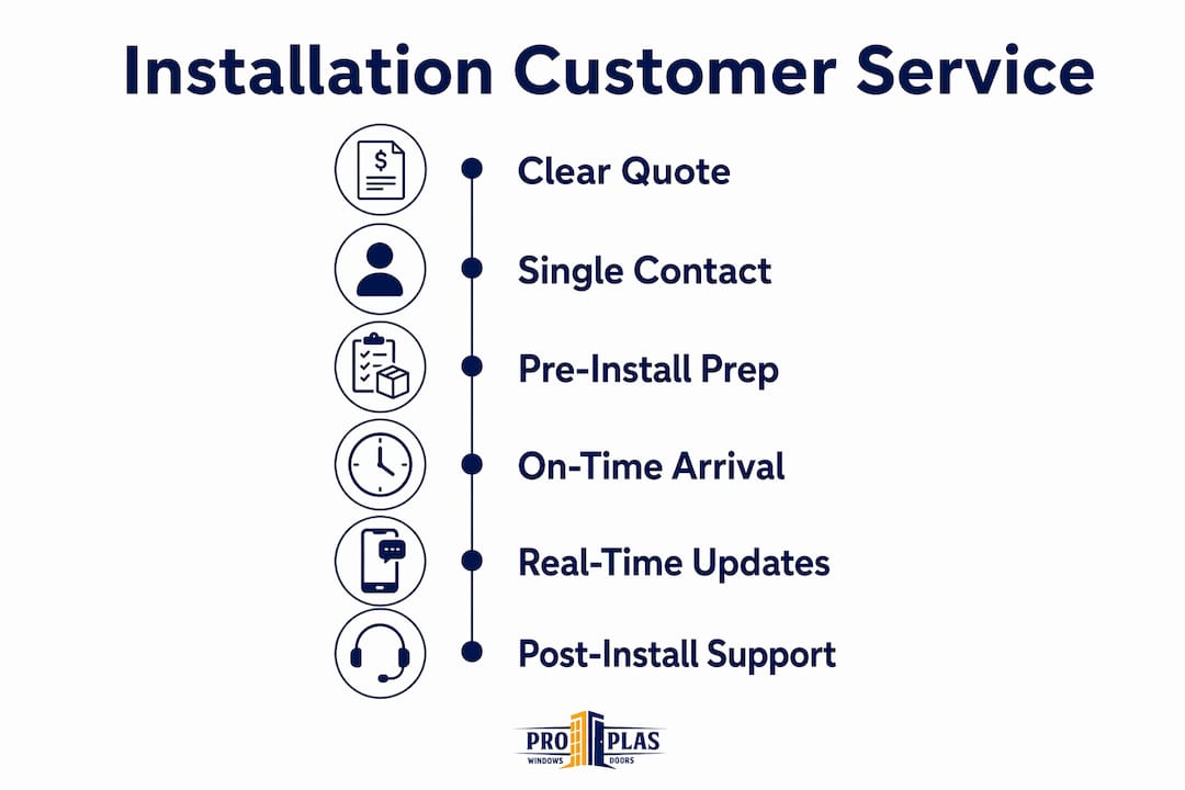 Infographic detailing installation customer service steps