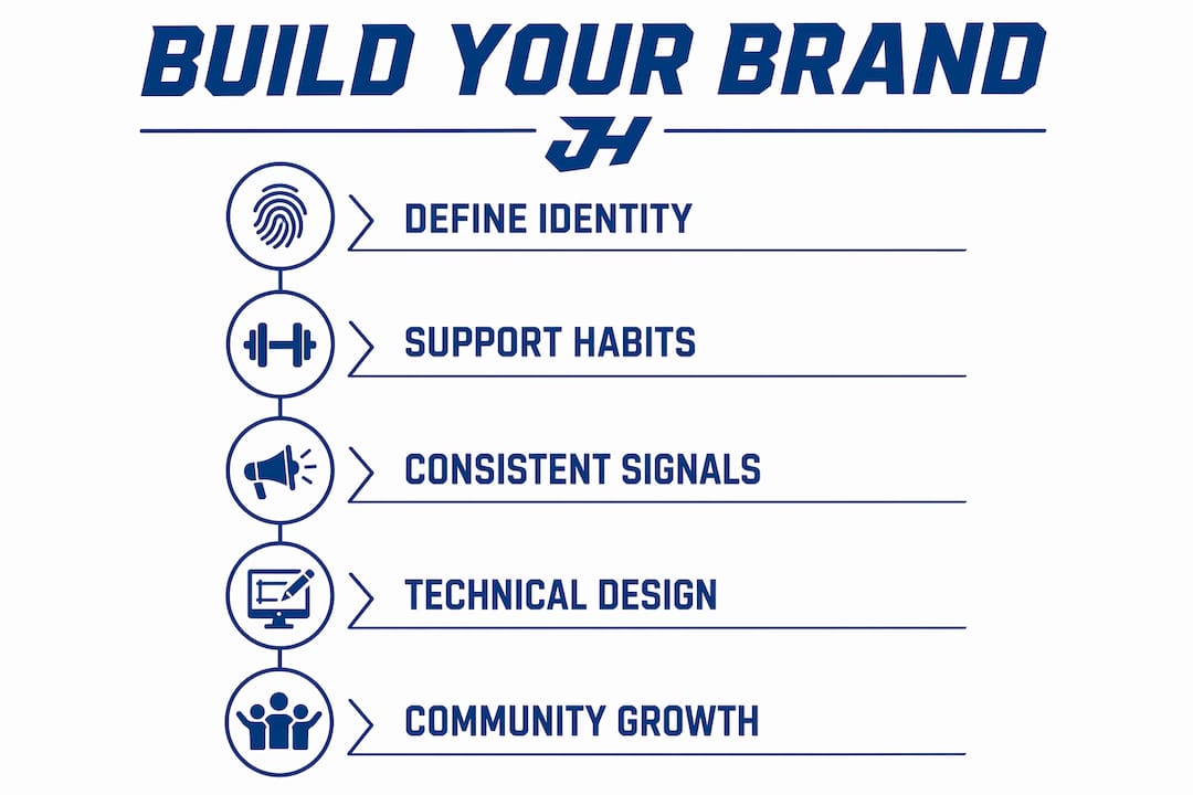 Infographic illustrating steps to build a performance lifestyle brand
