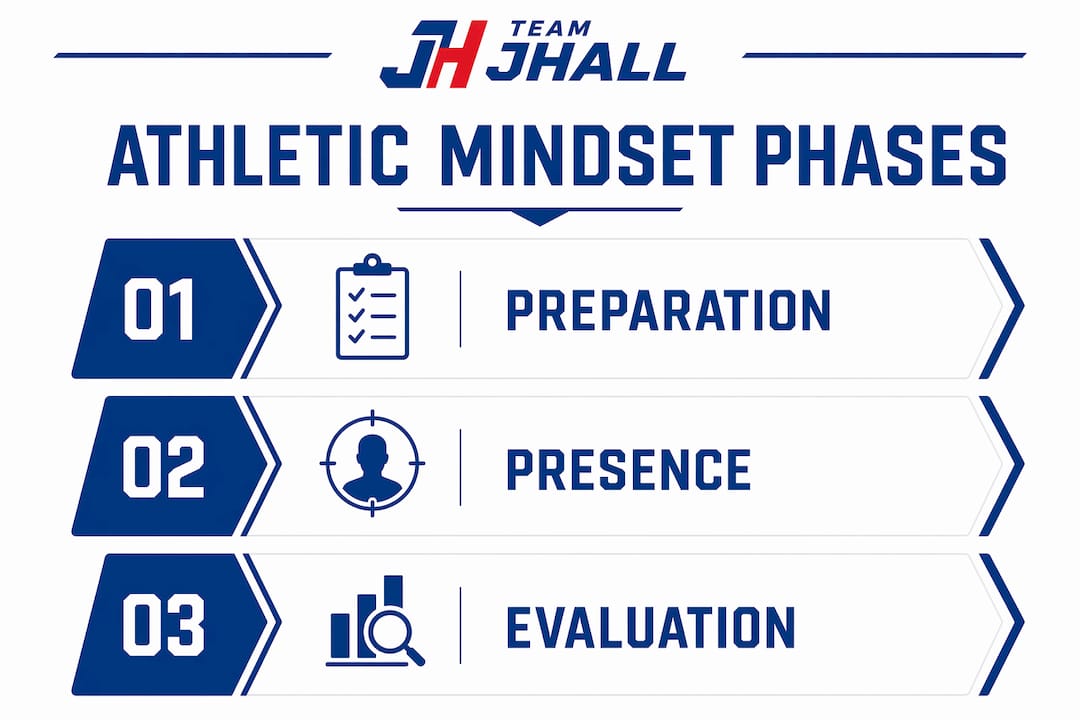 Infographic illustrating three phases of athletic mindset