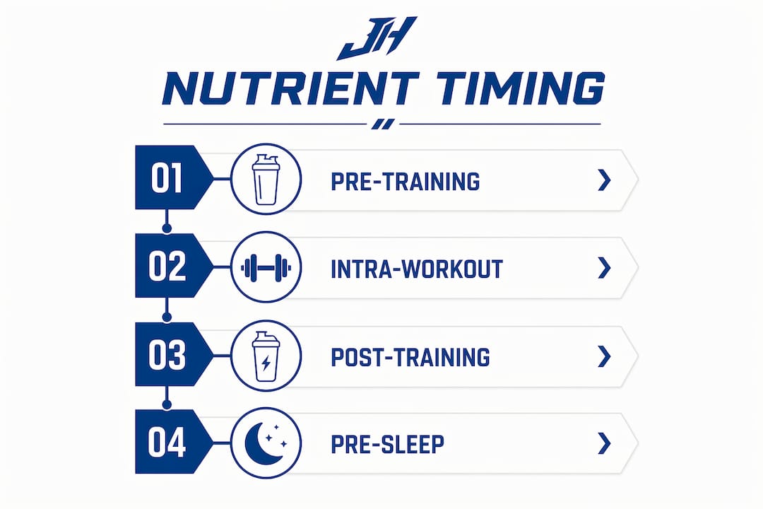Infographic of nutrient timing stages for athletes