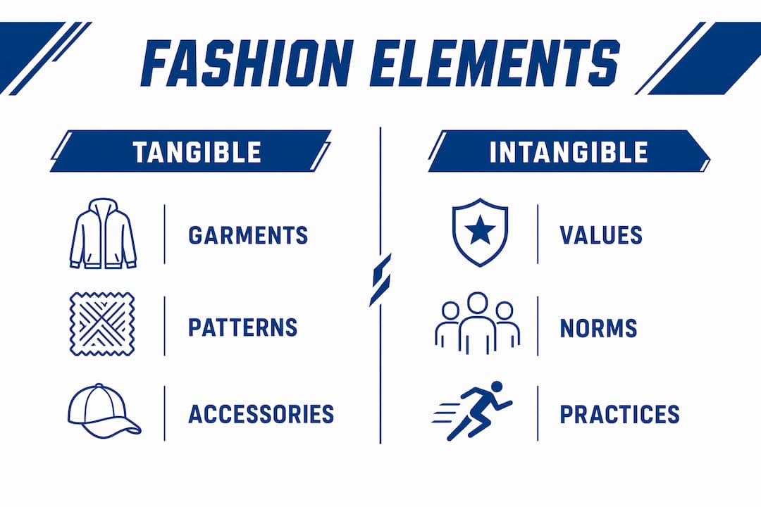 Infographic showing tangible and intangible fashion elements