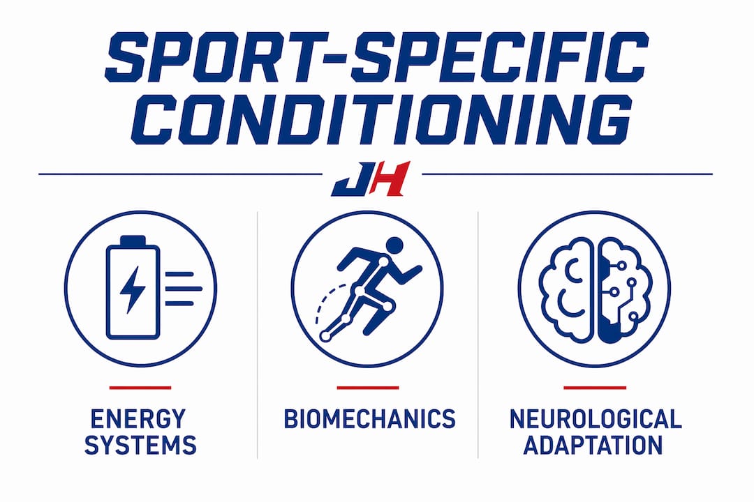 Infographic displaying core components of sport-specific conditioning