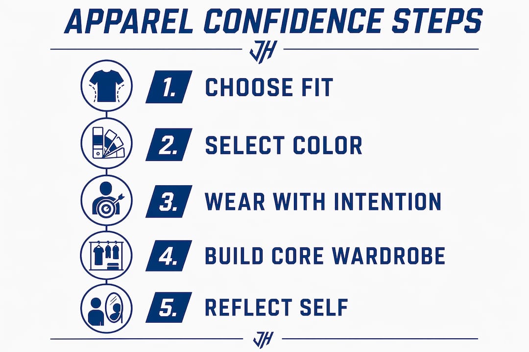 Infographic illustrating steps to apparel confidence