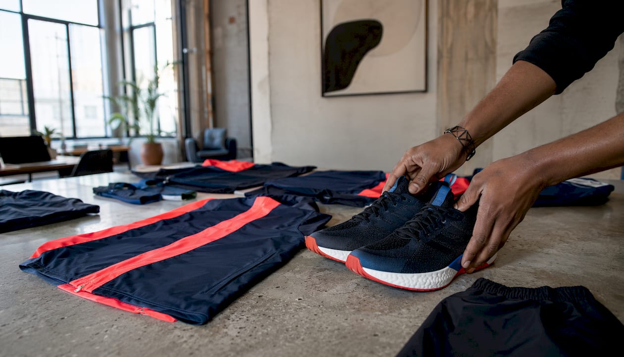 Indie running gear product setup in studio