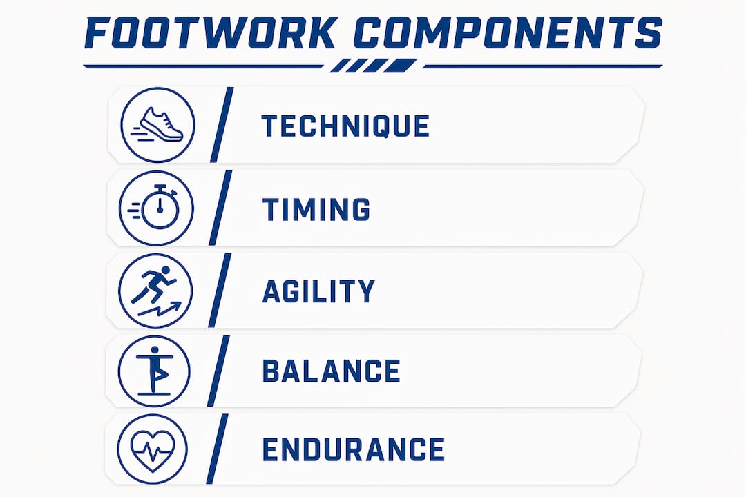 Infographic illustrating footwork components and elements