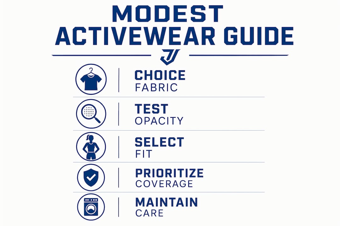 Infographic showing key steps for modest workout clothing